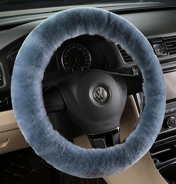 Sheepskin Steering Wheel Cover - Bluish Grey