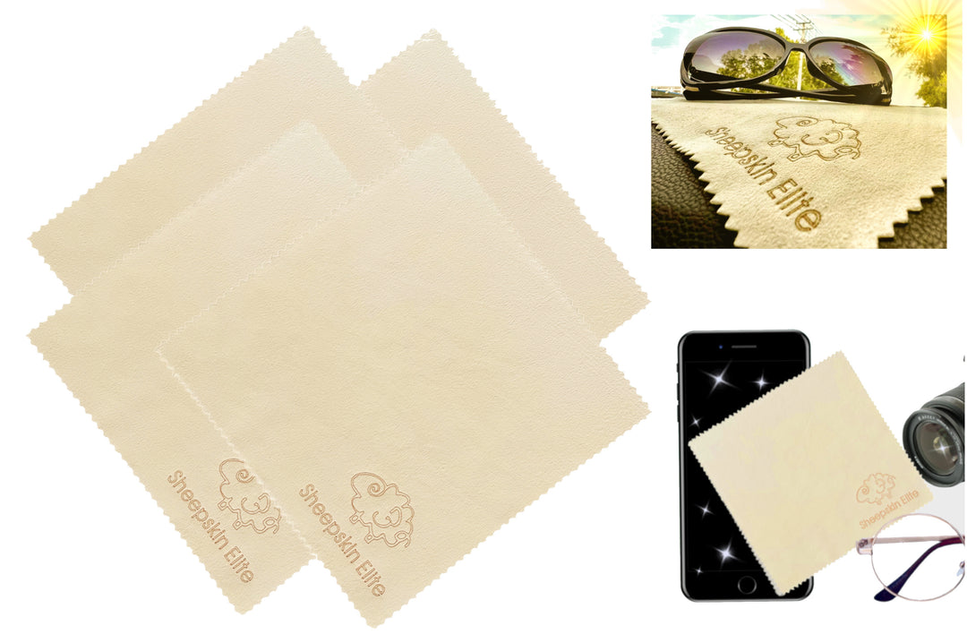 Natural Chamois Leather Camera Lens Eyeglasses Cleaning Cloth (4 Packs)