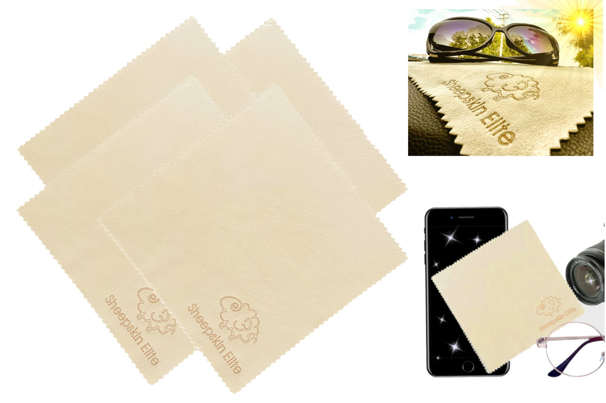 Natural Chamois Leather Camera Lens Eyeglasses Cleaning Cloth (4 Packs
