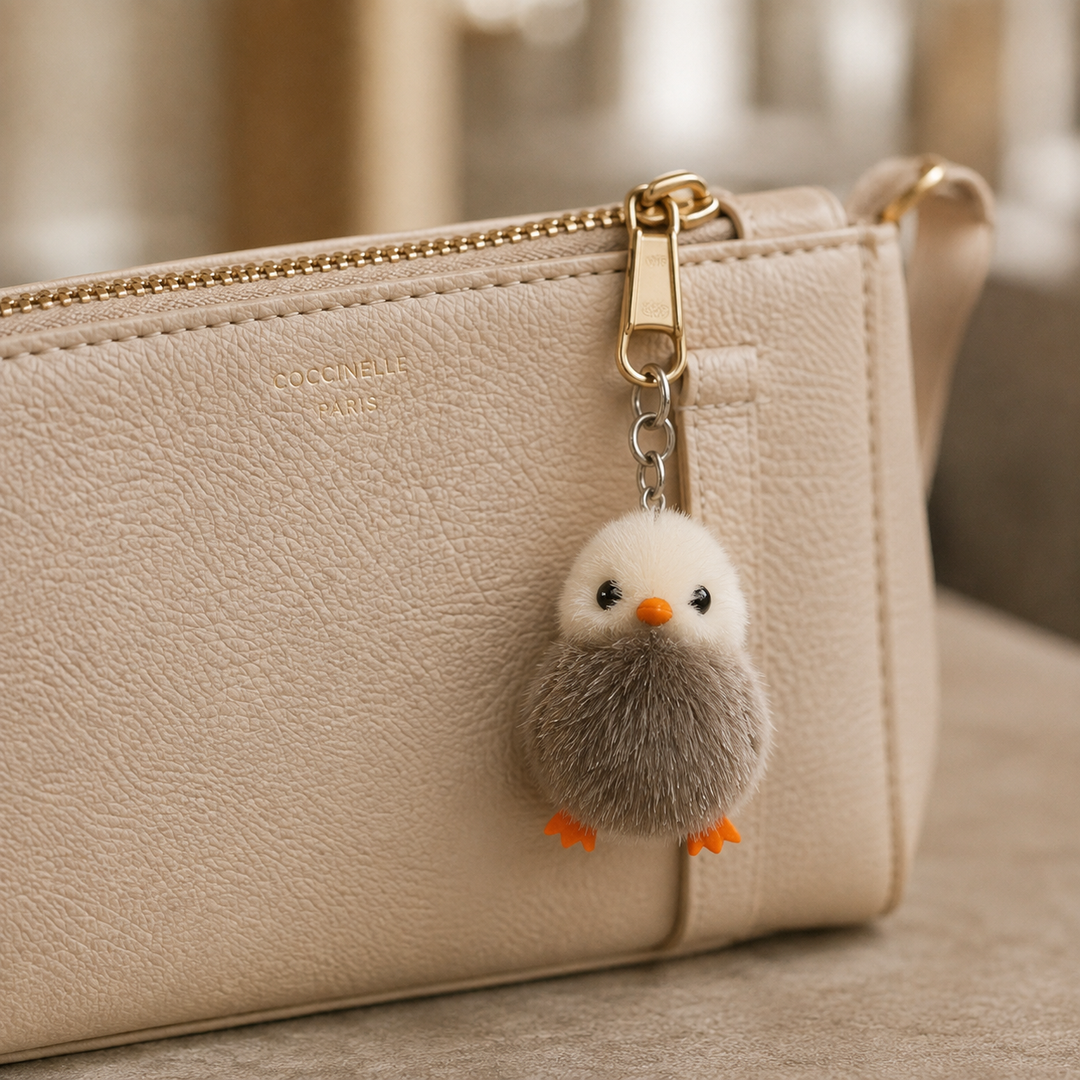 Cute Genuine Mink Fur Chick Keychain & Bag Charm