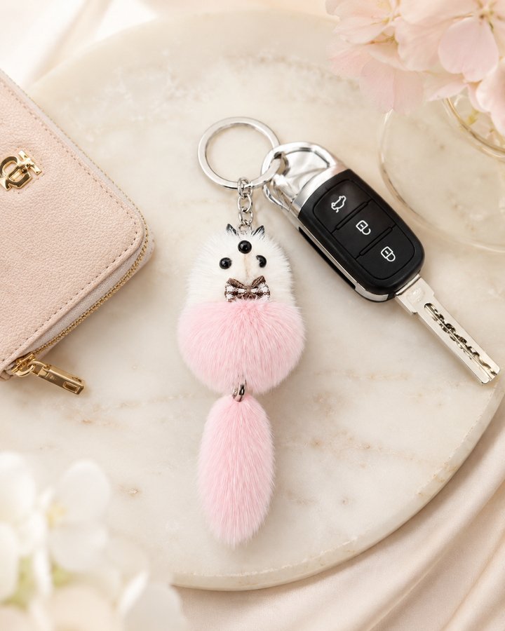 Cute Genuine Mink Fur Bag Charm Keychain (Various Colors)