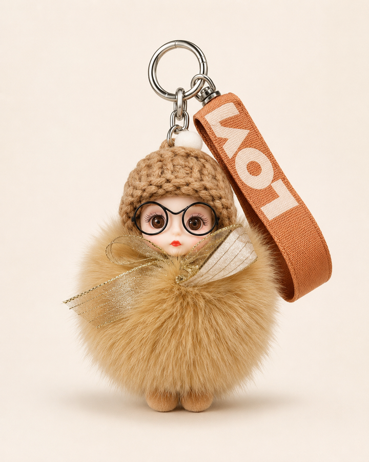 Genuine Fox Fur Doll Bag Charm & Keychain – Various Colors