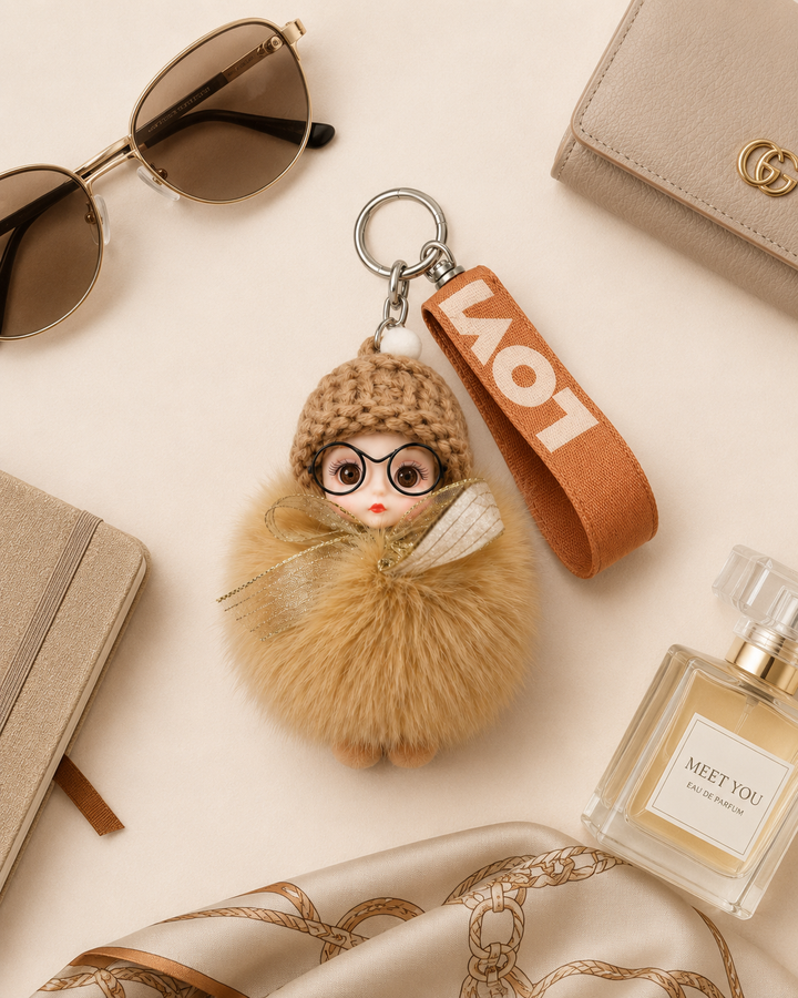 Genuine Fox Fur Doll Bag Charm & Keychain – Various Colors