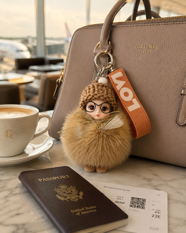 Genuine Fox Fur Doll Bag Charm & Keychain – Various Colors
