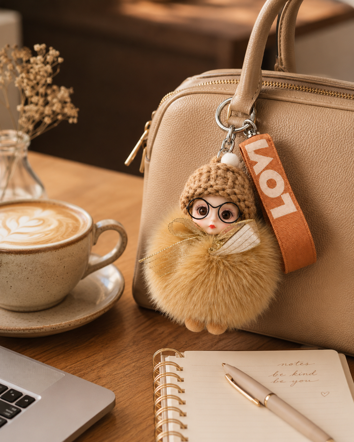 Genuine Fox Fur Doll Bag Charm & Keychain – Various Colors