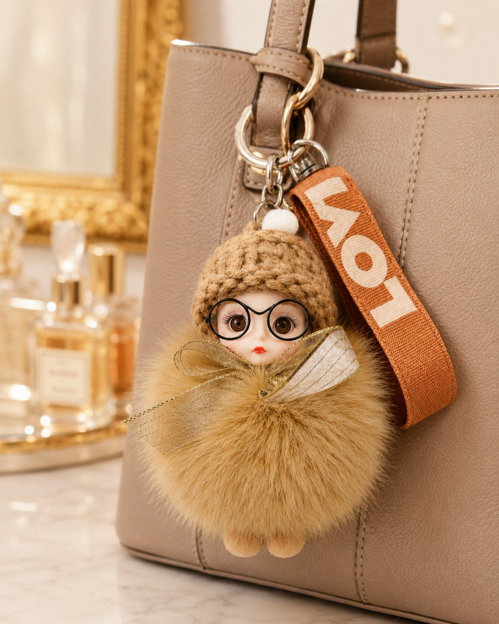 Genuine Fox Fur Doll Bag Charm & Keychain – Various Colors