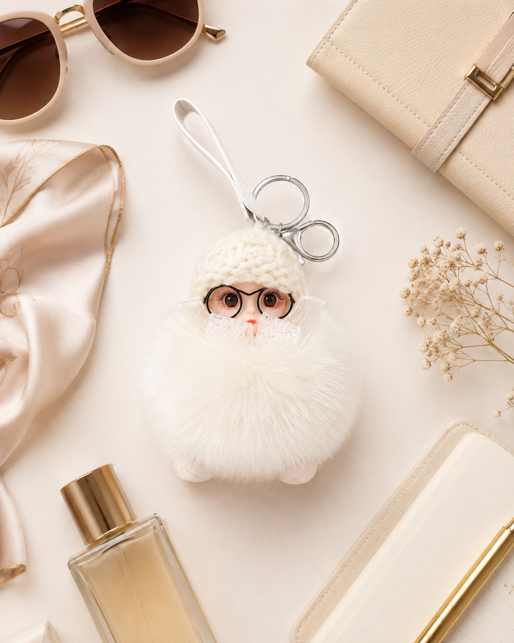 Genuine Fox Fur Doll Bag Charm & Keychain – Various Colors