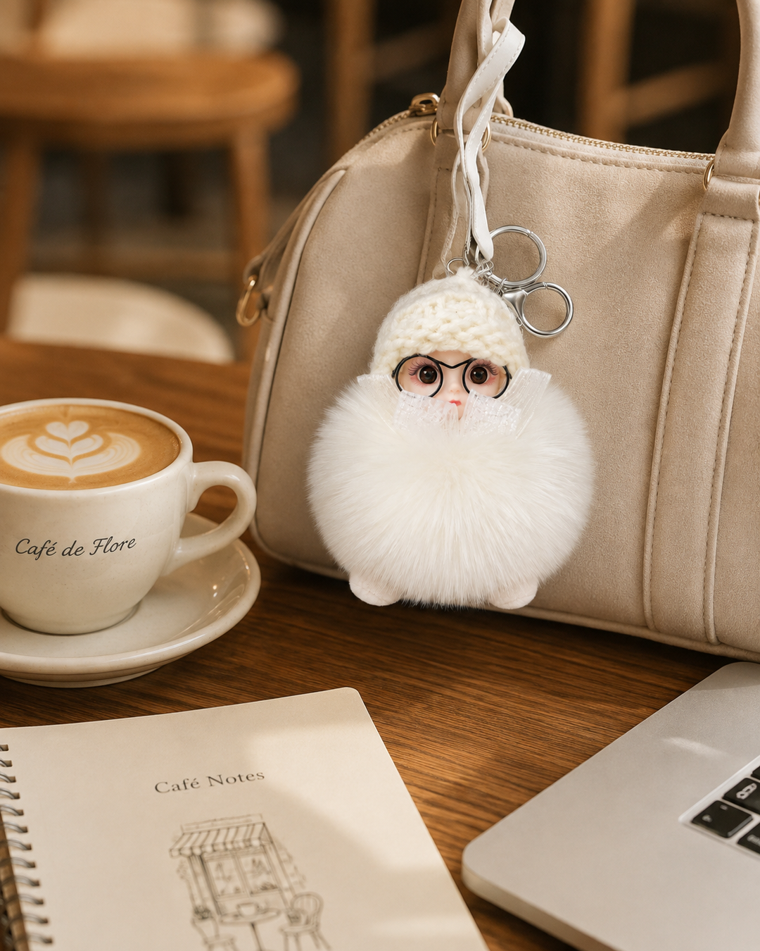Genuine Fox Fur Doll Bag Charm & Keychain – Various Colors