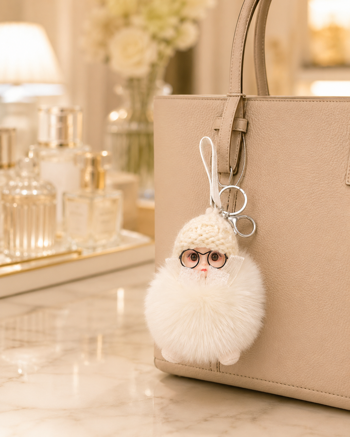 Genuine Fox Fur Doll Bag Charm & Keychain – Various Colors