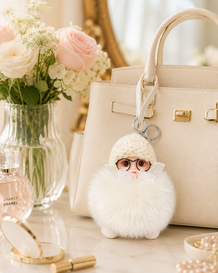 Genuine Fox Fur Doll Bag Charm & Keychain – Various Colors