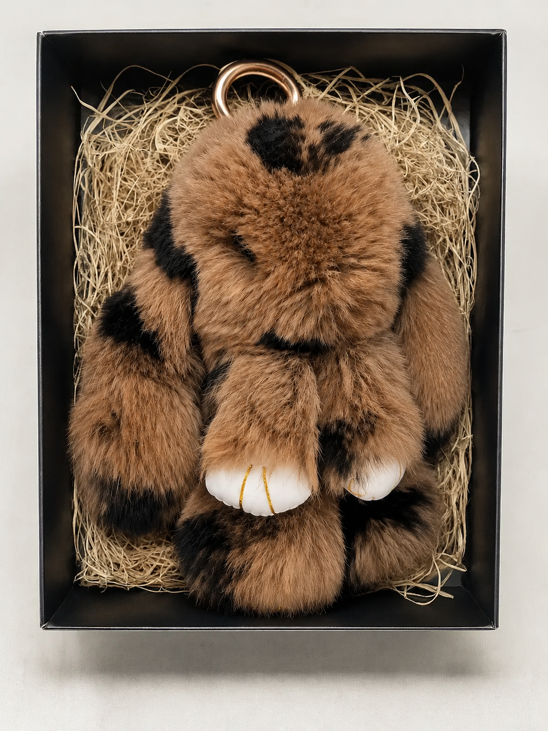 Cute Fluffy Bunny Rex Rabbit Keychain (Caramel Brown)