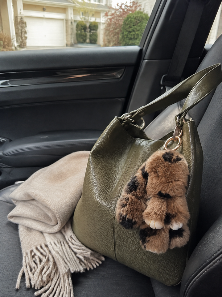 Cute Fluffy Bunny Rex Rabbit Keychain (Caramel Brown)