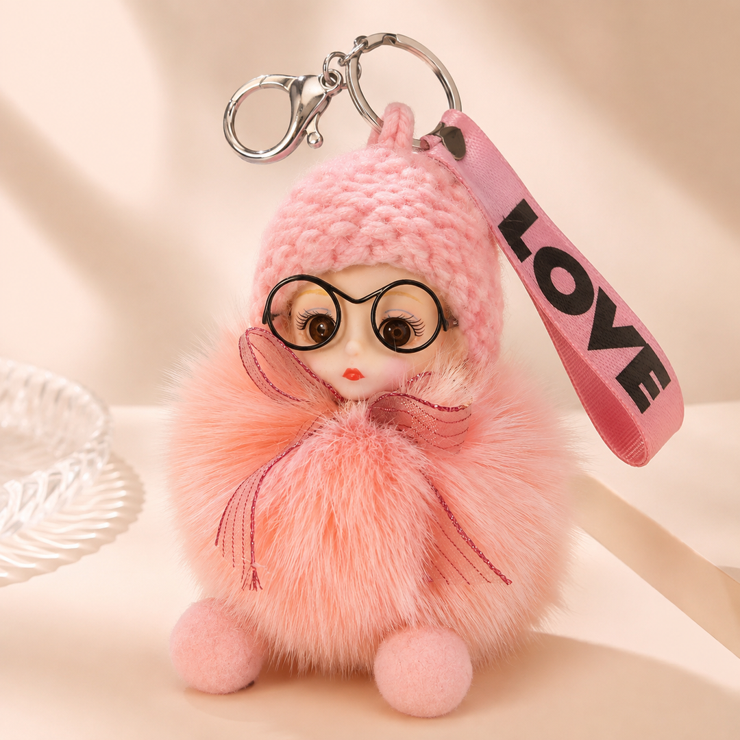 Genuine Fox Fur Doll Bag Charm & Keychain – Various Colors