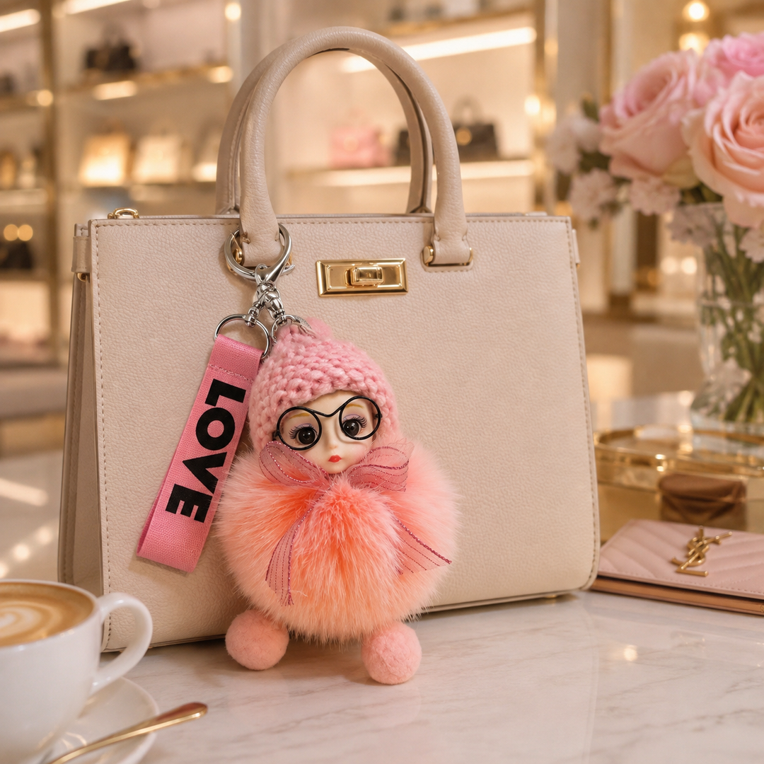 Genuine Fox Fur Doll Bag Charm & Keychain – Various Colors