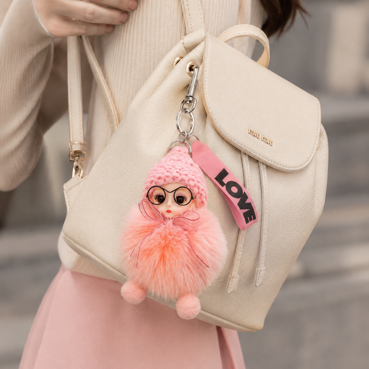 Genuine Fox Fur Doll Bag Charm & Keychain – Various Colors