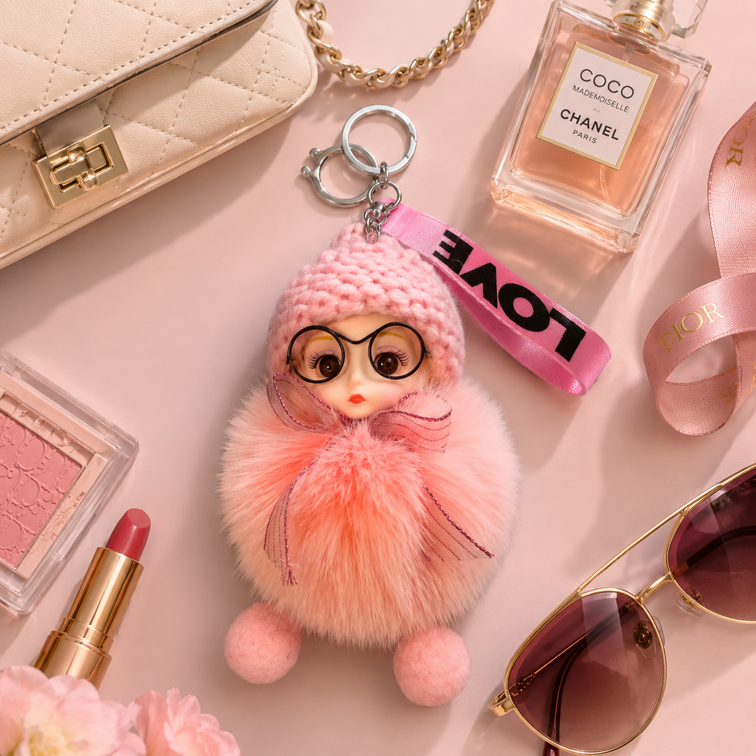 Genuine Fox Fur Doll Bag Charm & Keychain – Various Colors