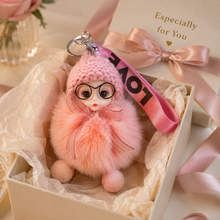 Genuine Fox Fur Doll Bag Charm & Keychain – Various Colors