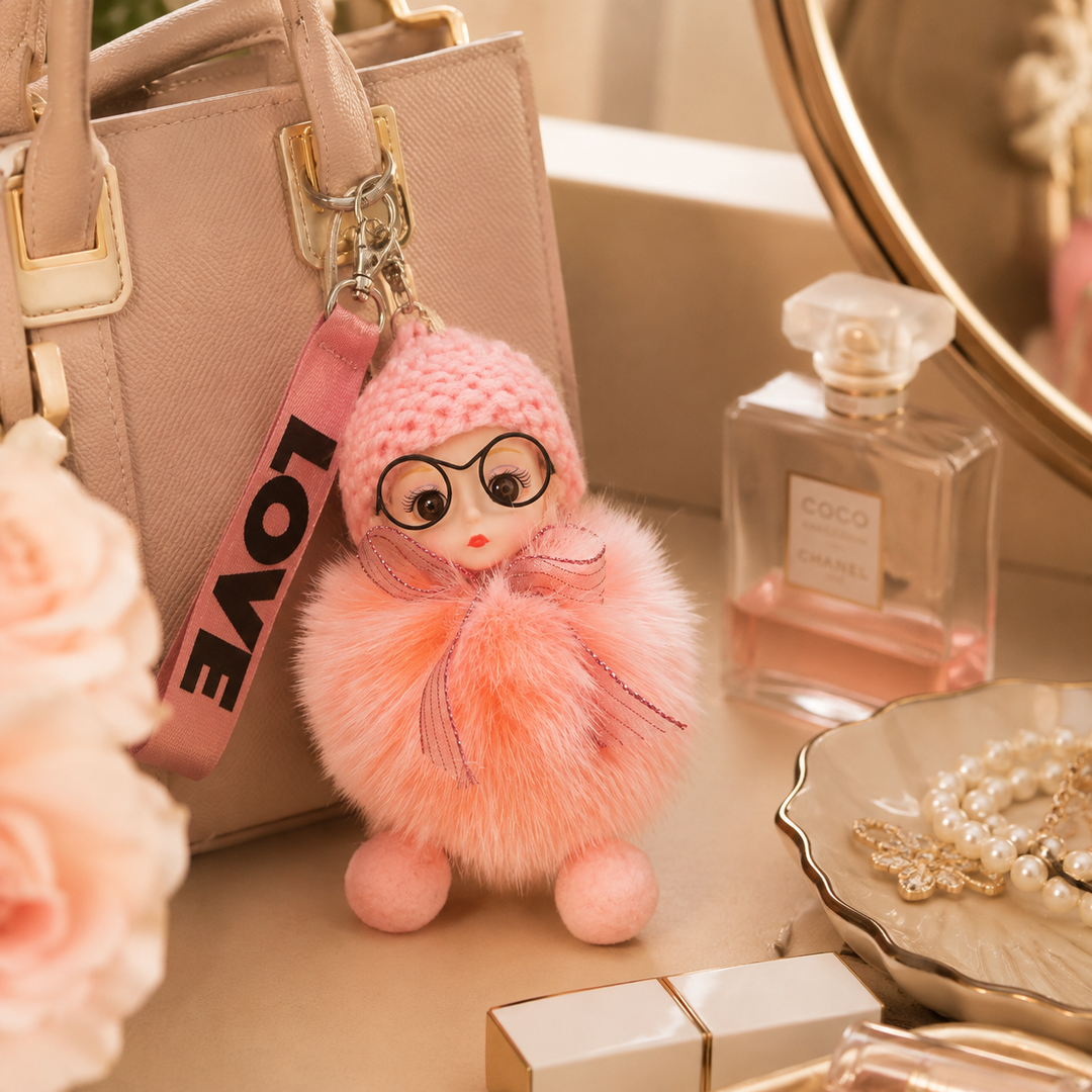 Genuine Fox Fur Doll Bag Charm & Keychain – Various Colors