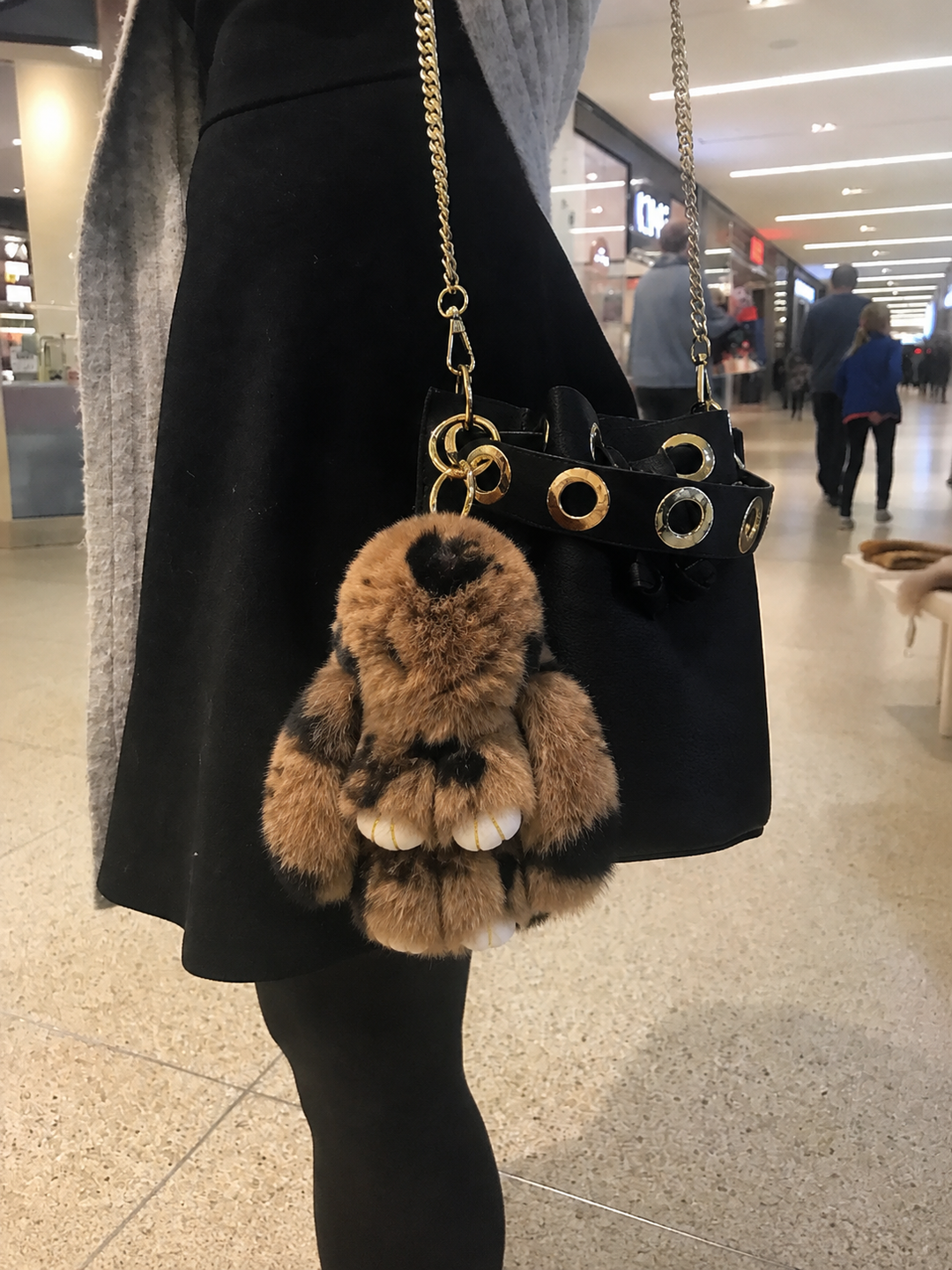 Genuine Rex Rabbit Fur Bunny Bag Charm & Keychain – Salt and Pepper