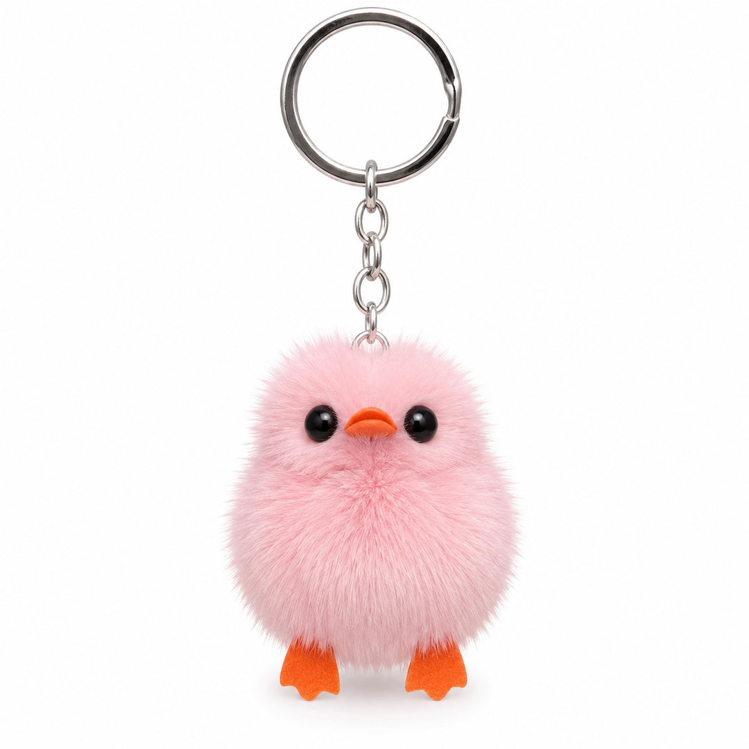 Cute Genuine Mink Fur Chick Keychain & Bag Charm
