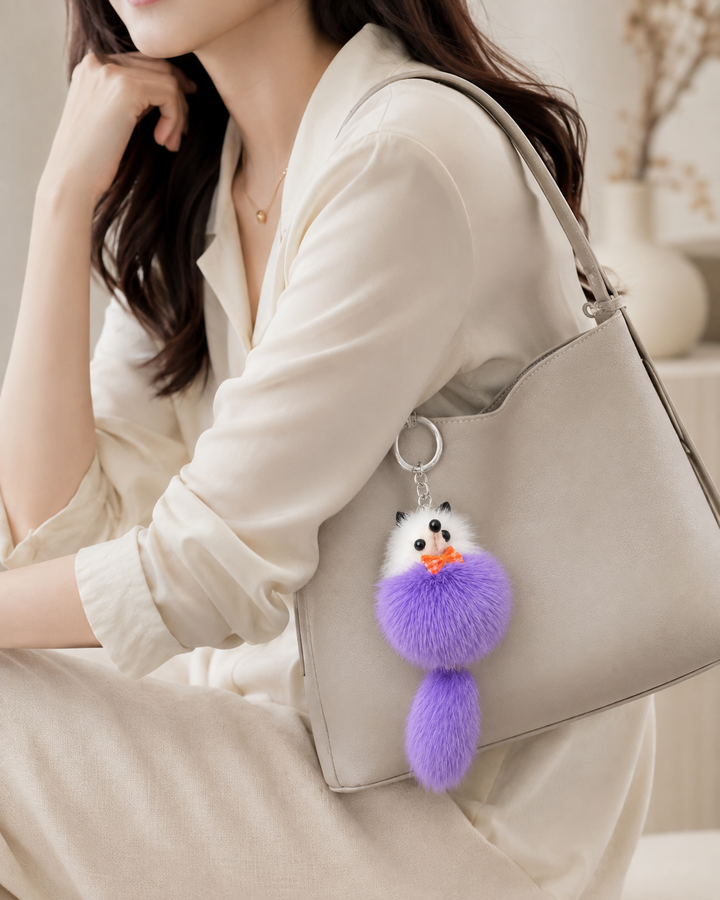 Cute Genuine Mink Fur Bag Charm Keychain (Various Colors)