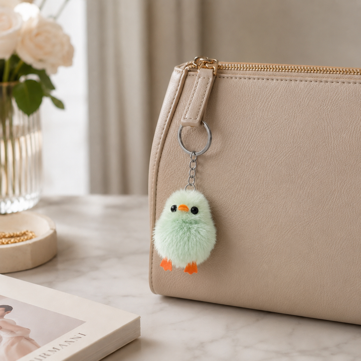 Cute Genuine Mink Fur Chick Keychain & Bag Charm