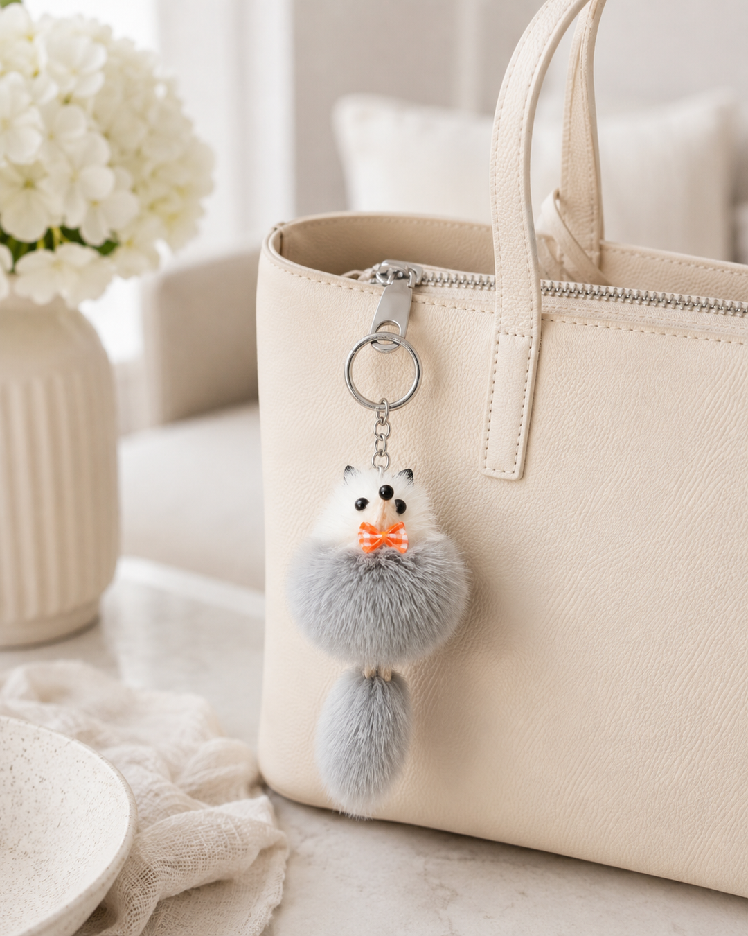 Cute Genuine Mink Fur Bag Charm Keychain (Various Colors)
