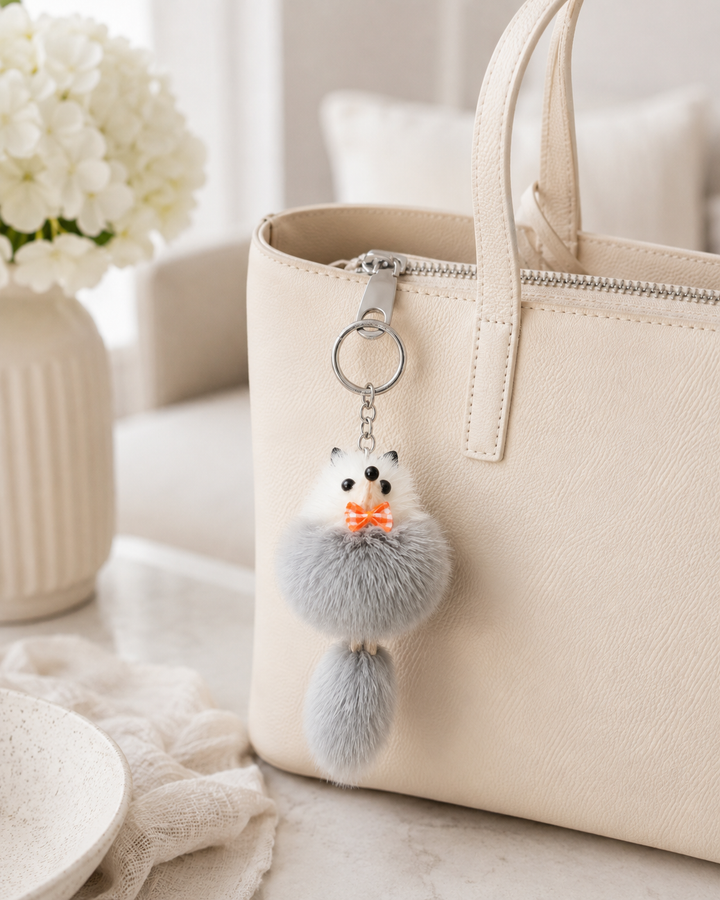 Cute Genuine Mink Fur Bag Charm Keychain (Various Colors)