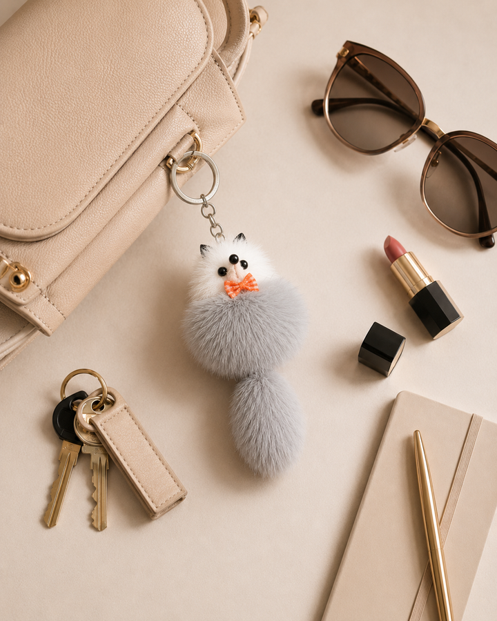 Cute Genuine Mink Fur Bag Charm Keychain (Various Colors)
