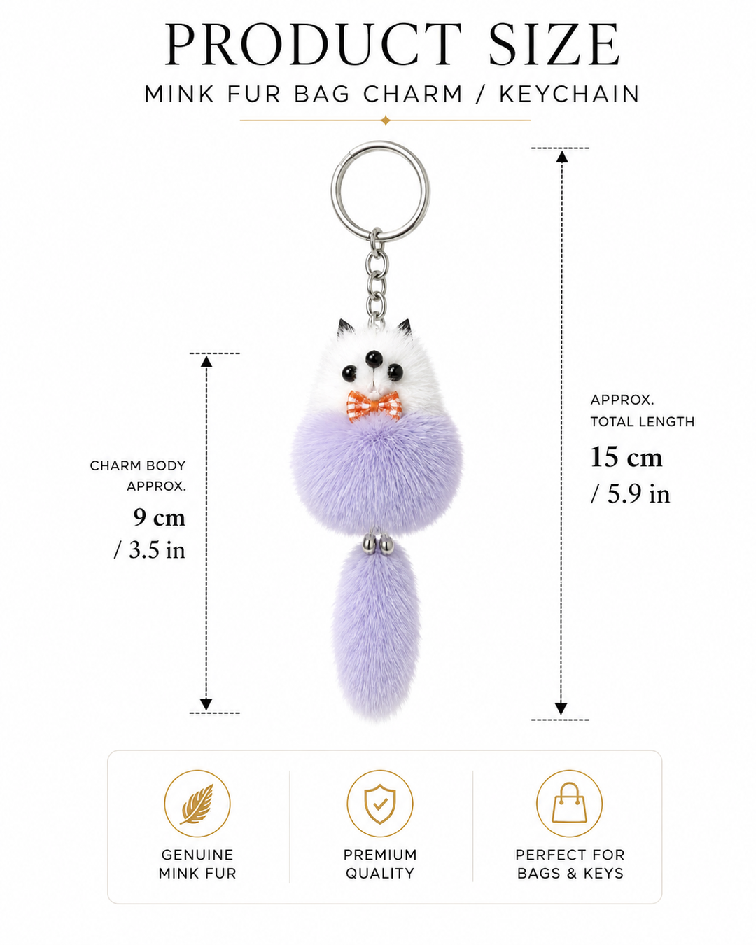 Cute Genuine Mink Fur Bag Charm Keychain (Various Colors)