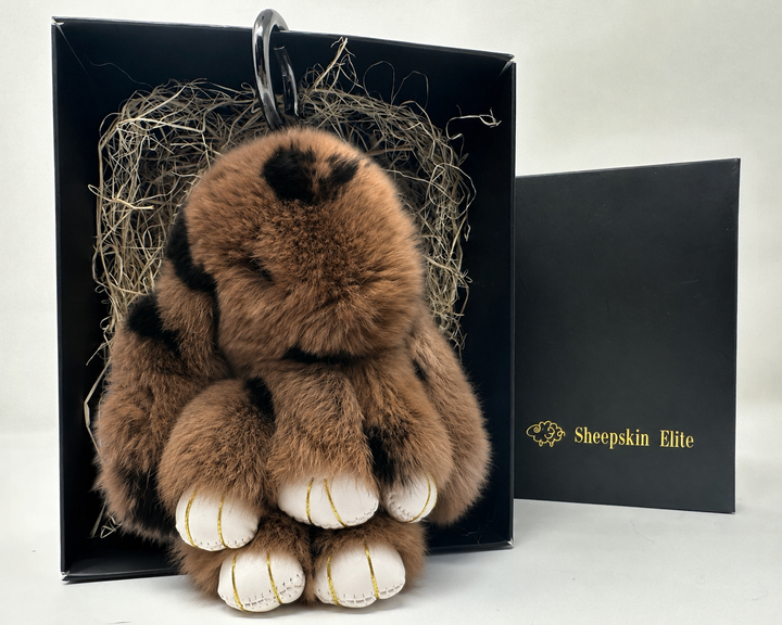 Cute Fluffy Bunny Rex Rabbit Keychain (Caramel Brown)