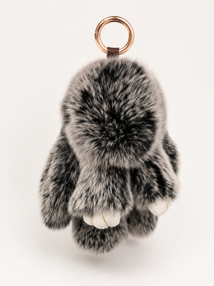 Cute Fluffy Bunny Rex Rabbit Keychain (Caramel Brown)