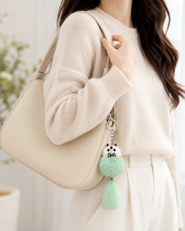 Cute Genuine Mink Fur Bag Charm Keychain (Various Colors)