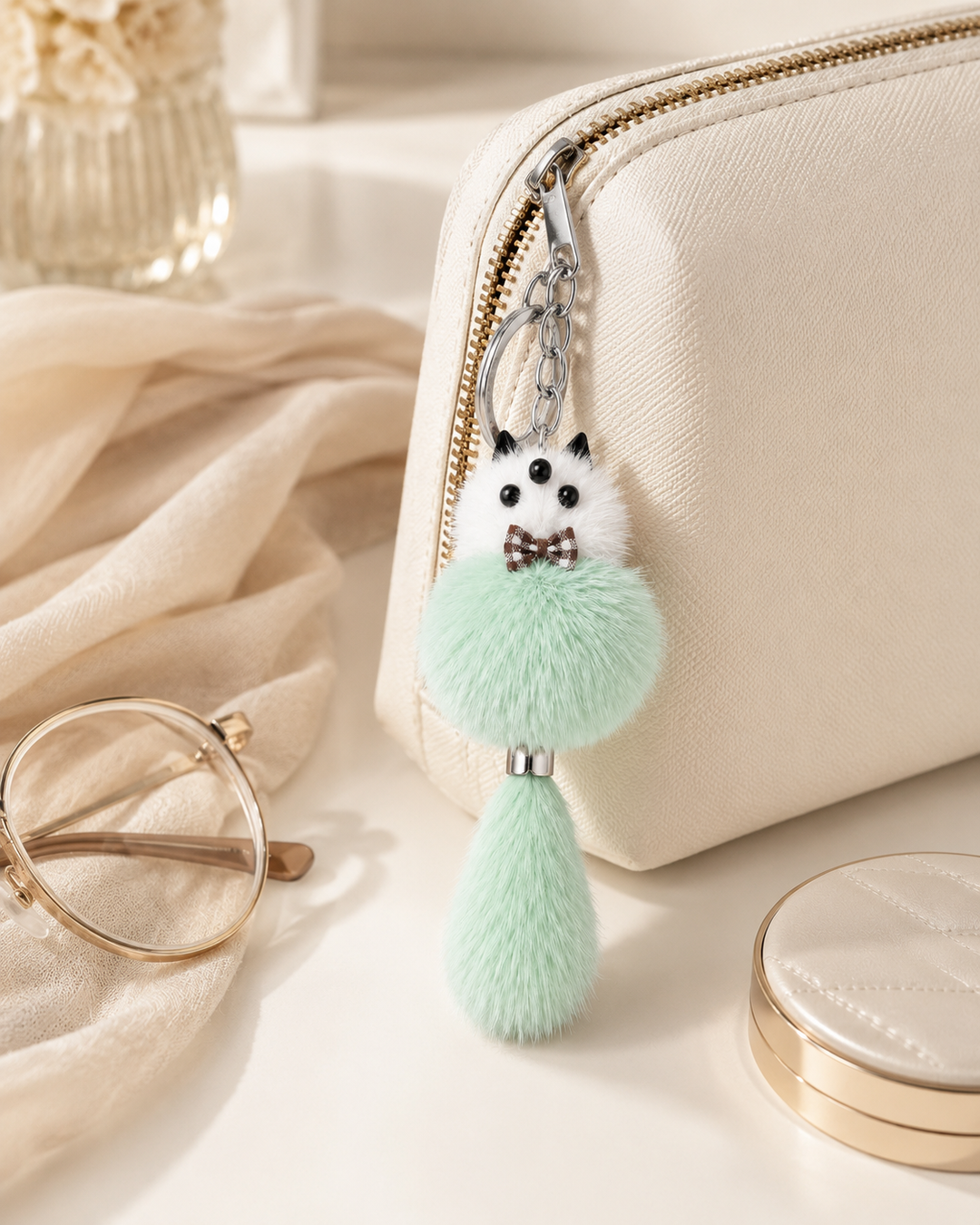 Cute Genuine Mink Fur Bag Charm Keychain (Various Colors)