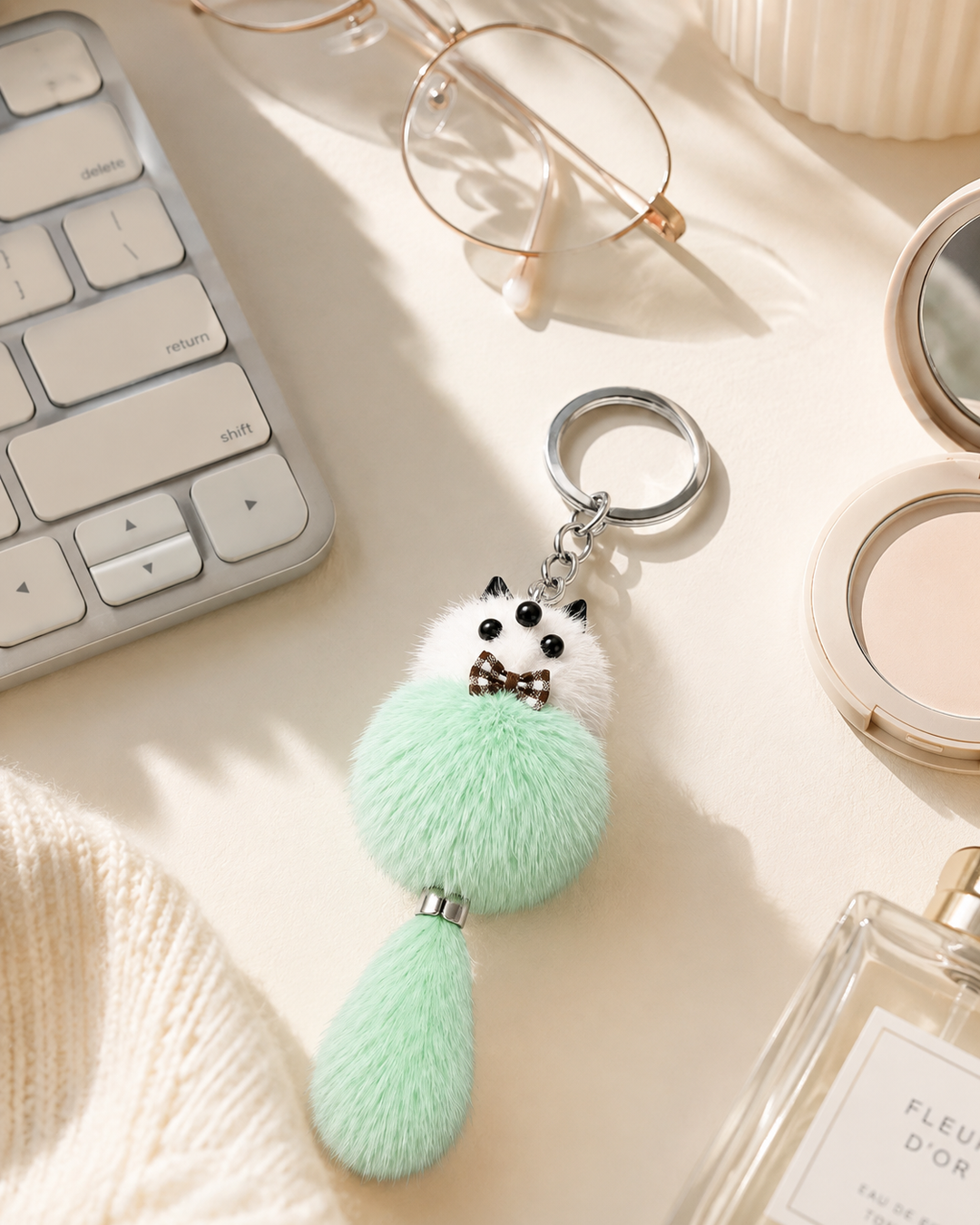 Cute Genuine Mink Fur Bag Charm Keychain (Various Colors)