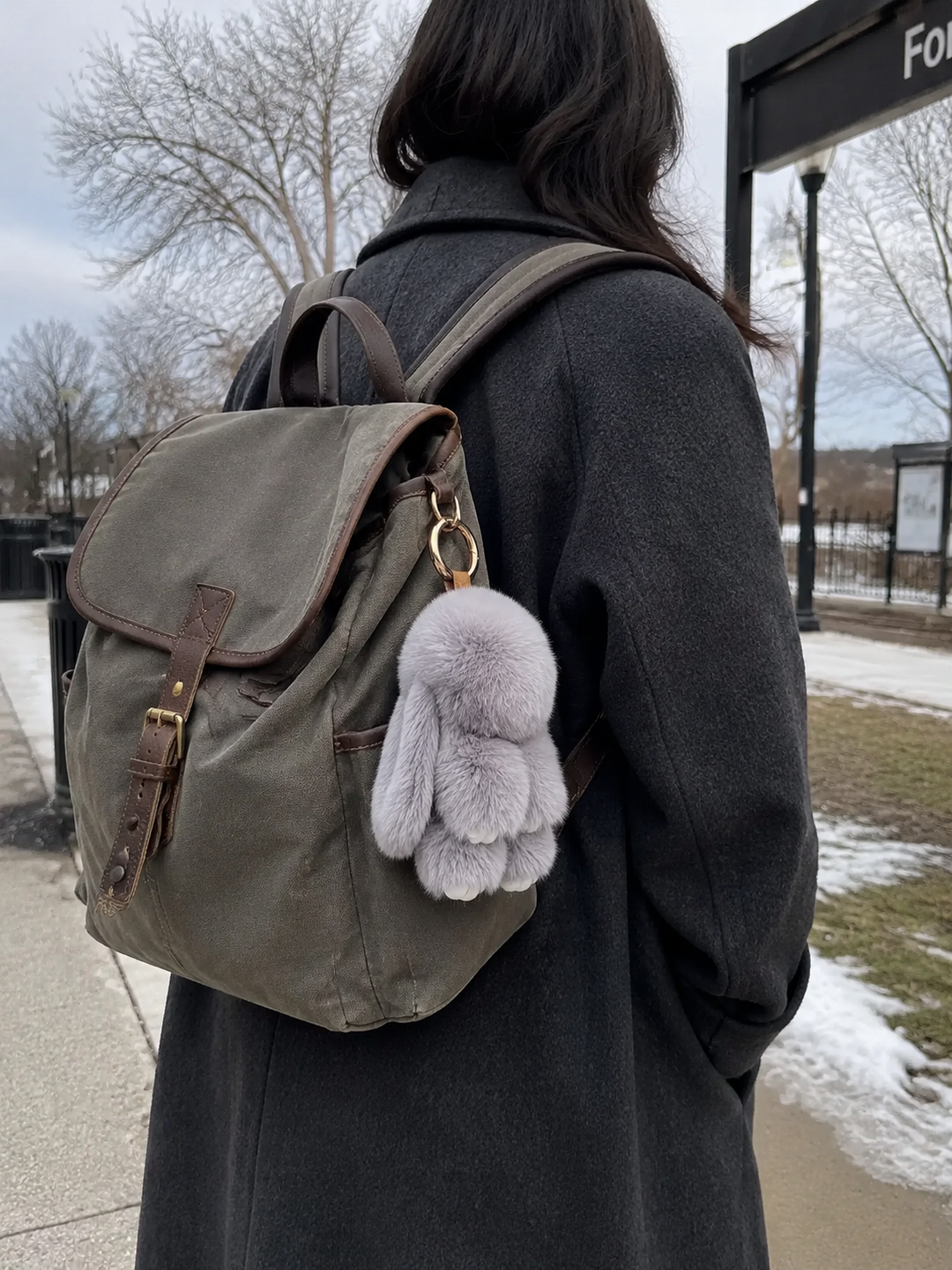 Cute Fluffy Bunny Rex Rabbit Keychain (Caramel Brown)