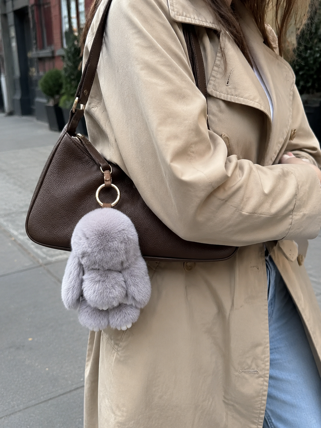 Cute Fluffy Bunny Rex Rabbit Keychain (Caramel Brown)