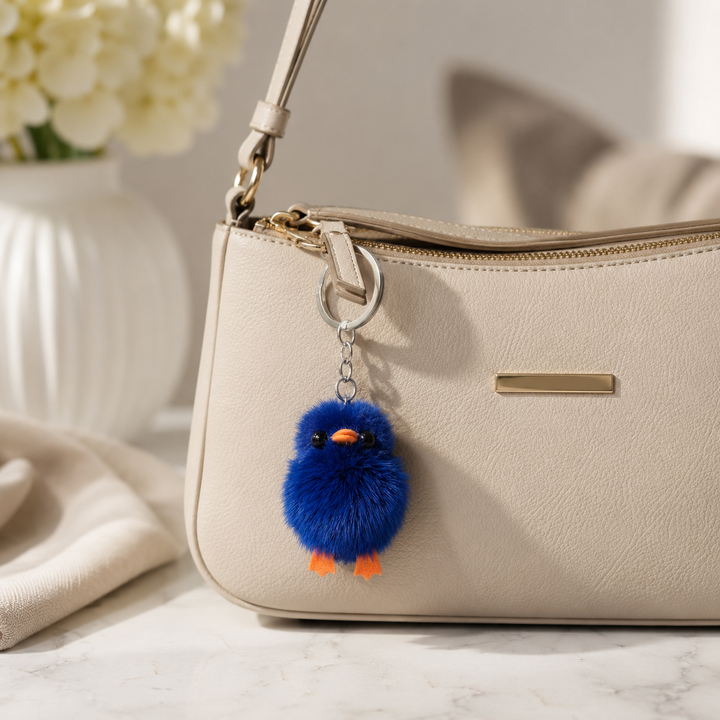 Cute Genuine Mink Fur Chick Keychain & Bag Charm