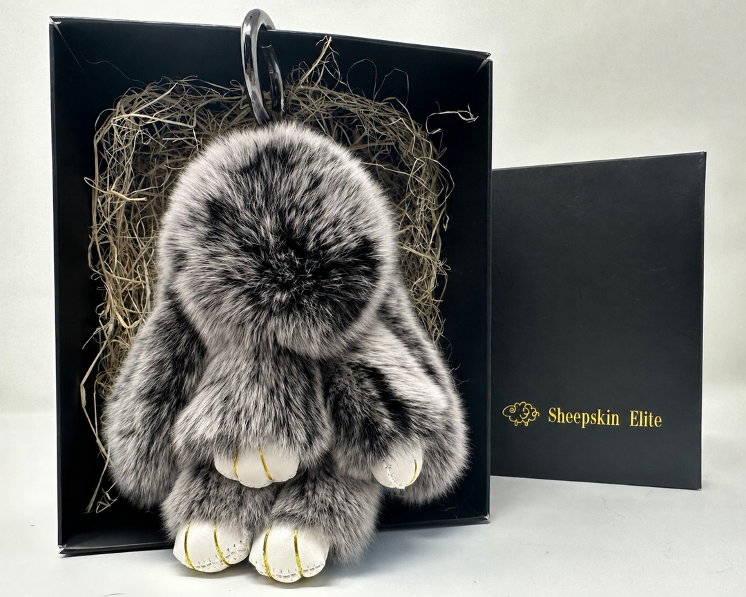 Cute Fluffy Bunny Rex Rabbit Keychain (Caramel Brown)
