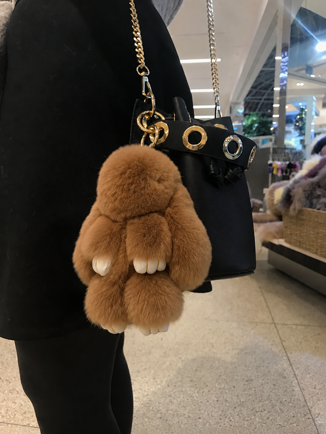 Cute Fluffy Bunny Rex Rabbit Keychain (Caramel Brown)