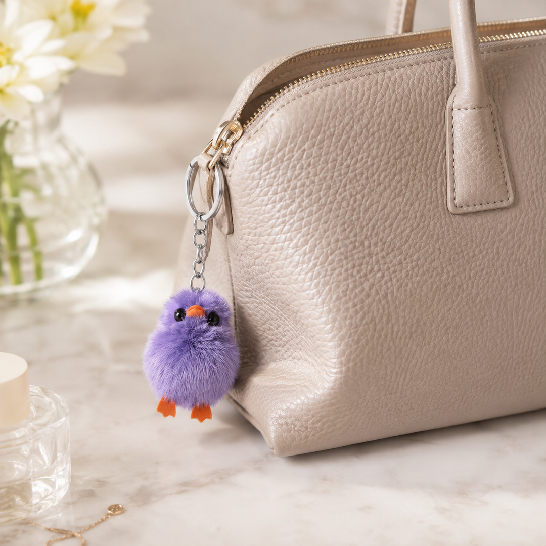 Cute Genuine Mink Fur Chick Keychain & Bag Charm