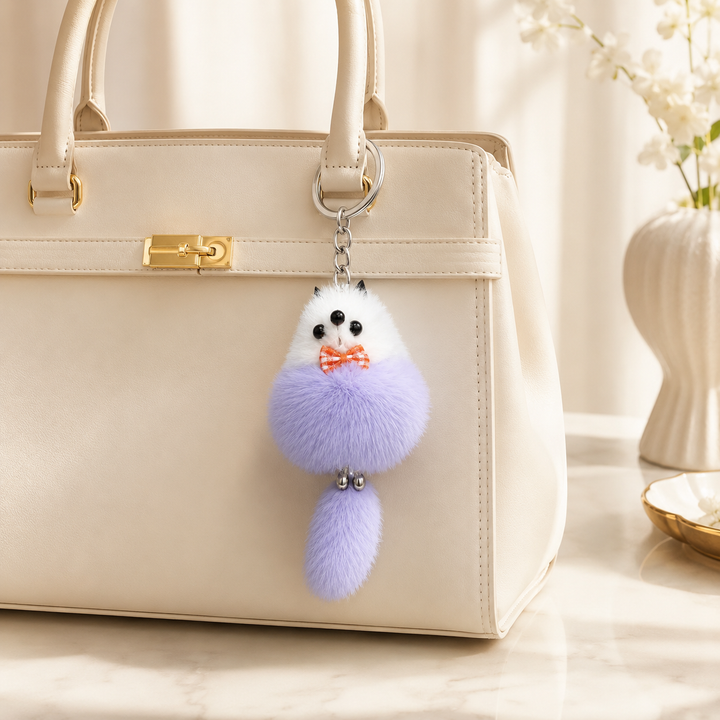 Cute Genuine Mink Fur Bag Charm Keychain (Various Colors)