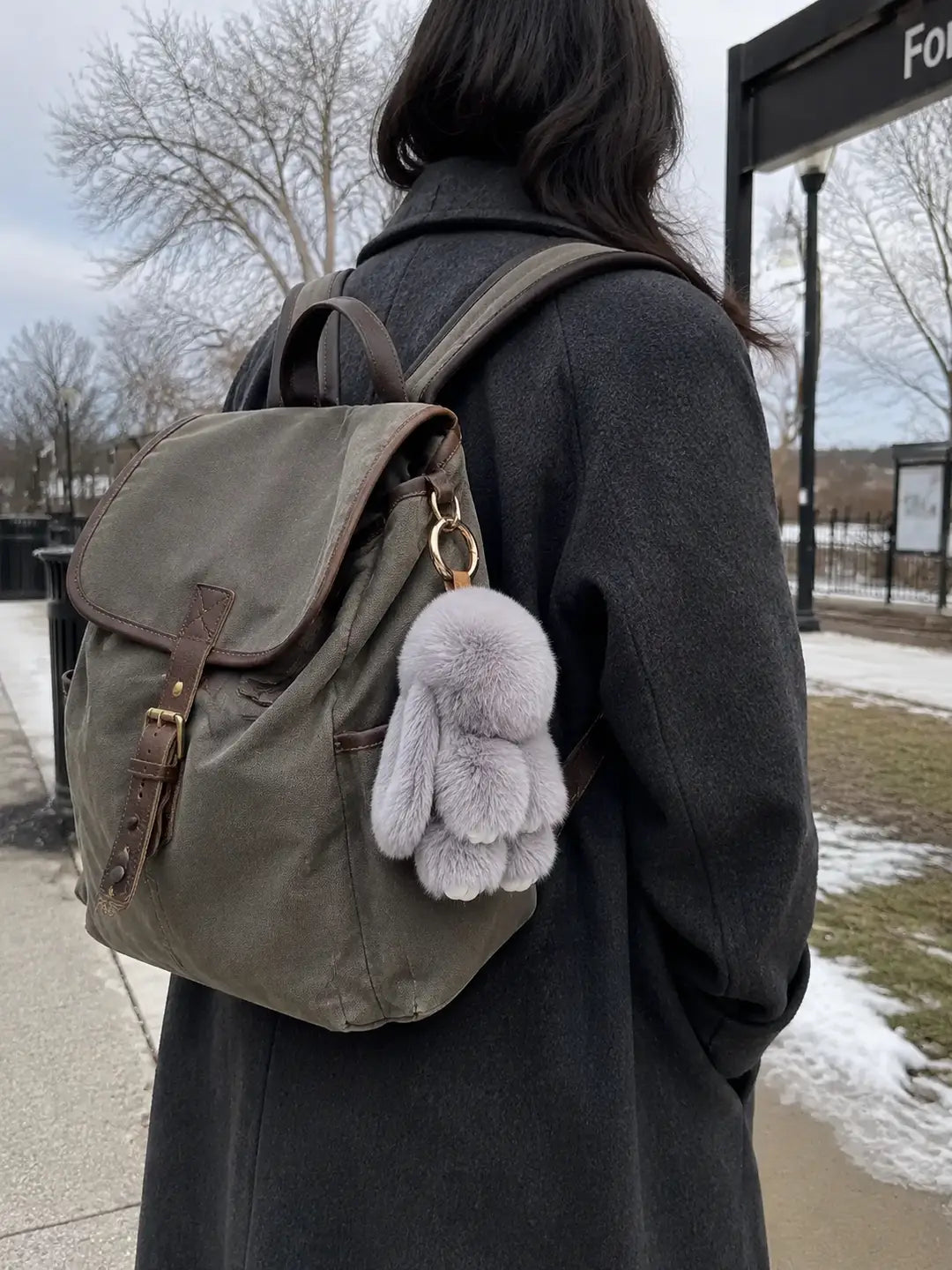 Genuine Rex Rabbit Fur Bunny Bag Charm & Keychain – Salt and Pepper
