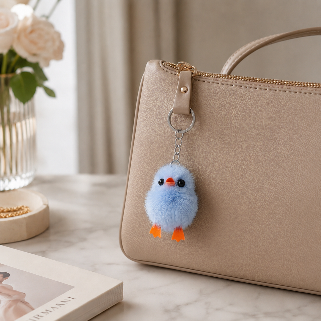 Cute Genuine Mink Fur Chick Keychain & Bag Charm