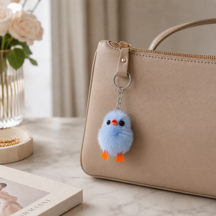 Cute Genuine Mink Fur Chick Keychain & Bag Charm