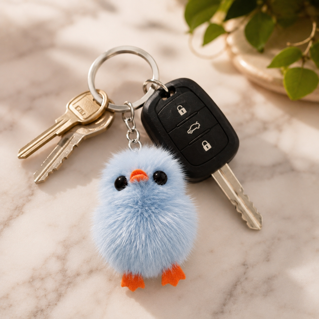 Cute Genuine Mink Fur Chick Keychain & Bag Charm