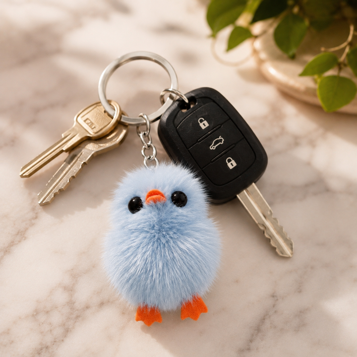 Cute Genuine Mink Fur Chick Keychain & Bag Charm