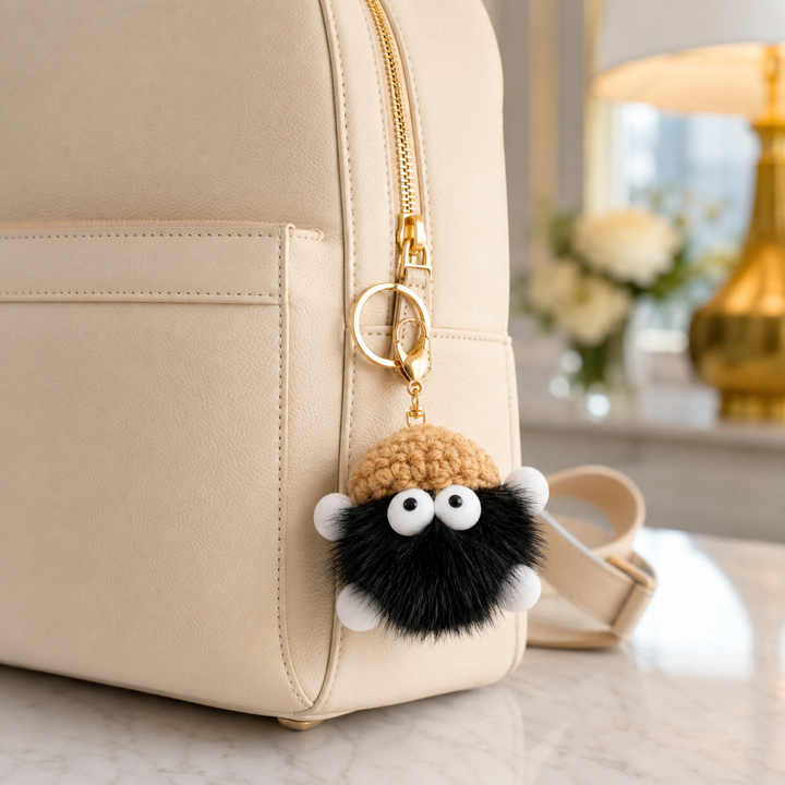 Cute Fluffy Domestic Mink Fur Bag Charm & Keychain