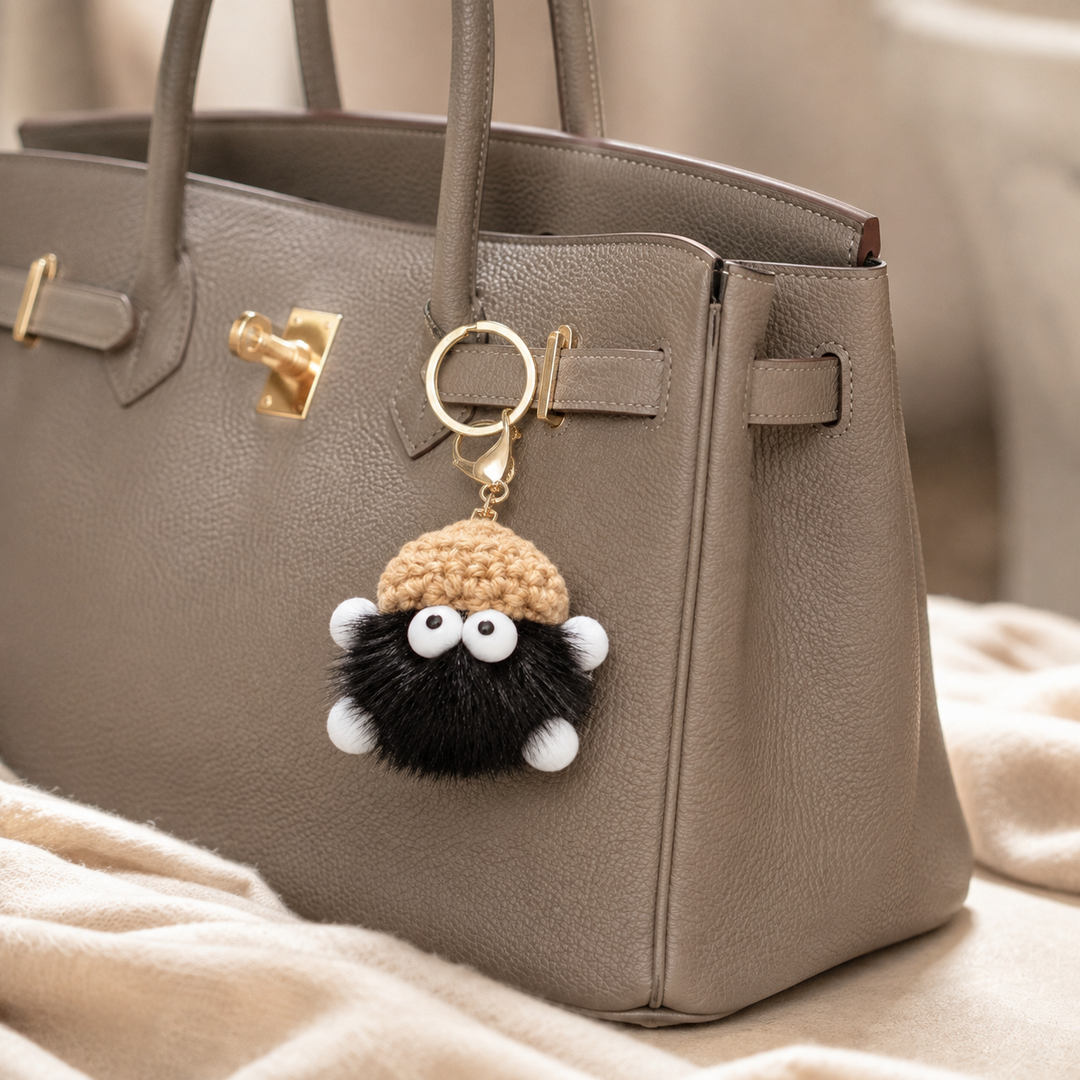 Cute Fluffy Domestic Mink Fur Bag Charm & Keychain