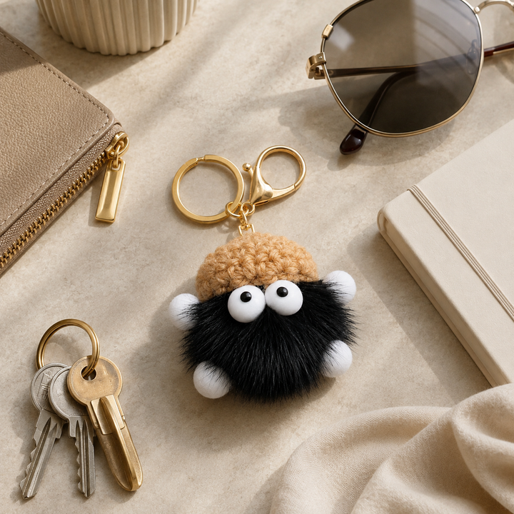 Cute Fluffy Domestic Mink Fur Bag Charm & Keychain